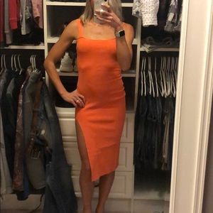 Revolve orange fitted dress by Superdown.